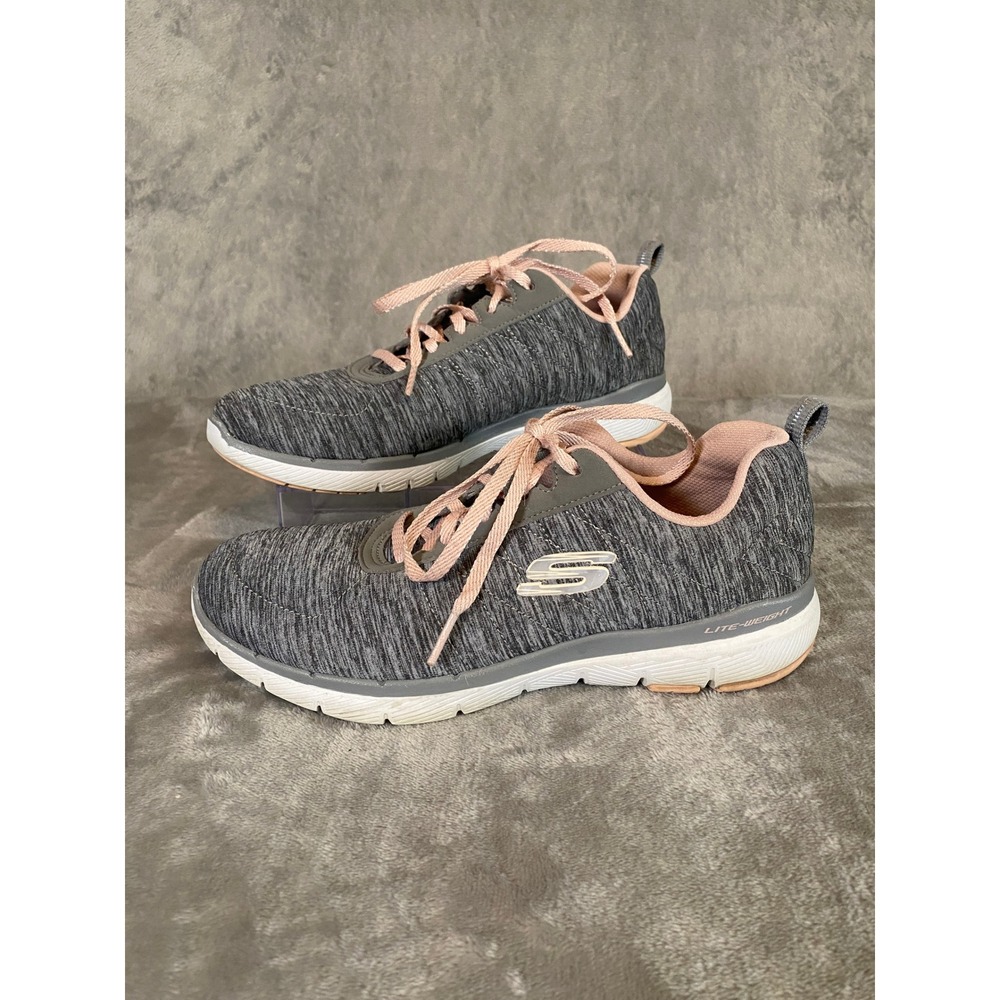 Skechers‎ Sneaker Women 7.5 Grey Flex Appeal 3.0 Lite-Weight Memory Foam 13067NA